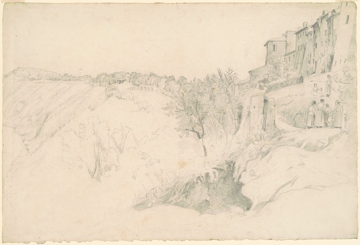 Colline avec Maisons et Figures - Worthington Whittredge
