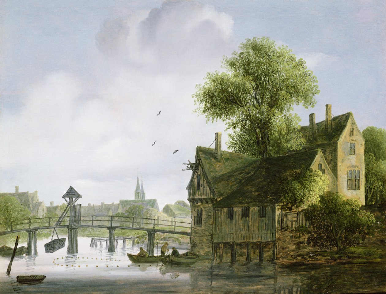 Ville sur une rivière avec un pont - Wouter Kniff
