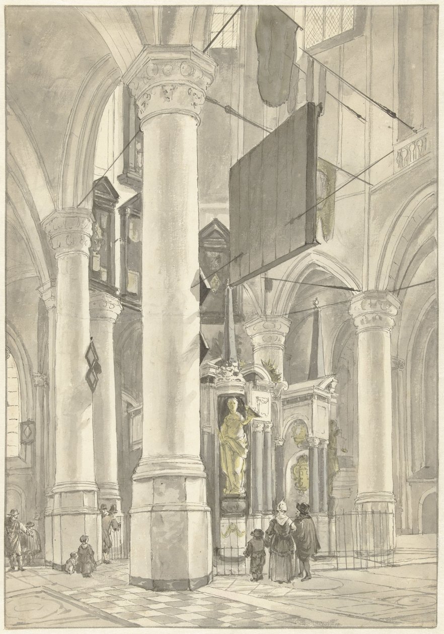Vue dans la Nouvelle Église de Delft, avec le monument funéraire de Guillaume d