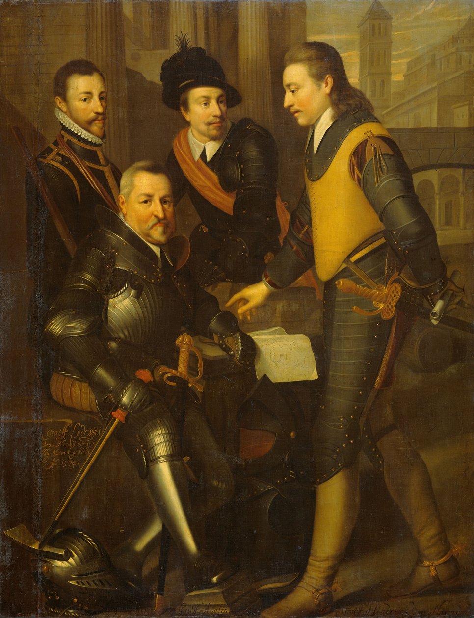 Portrait de groupe des quatre frères de Guillaume Ier, vers 1630 (huile sur toile) - Wybrand Simonsz. de Geest