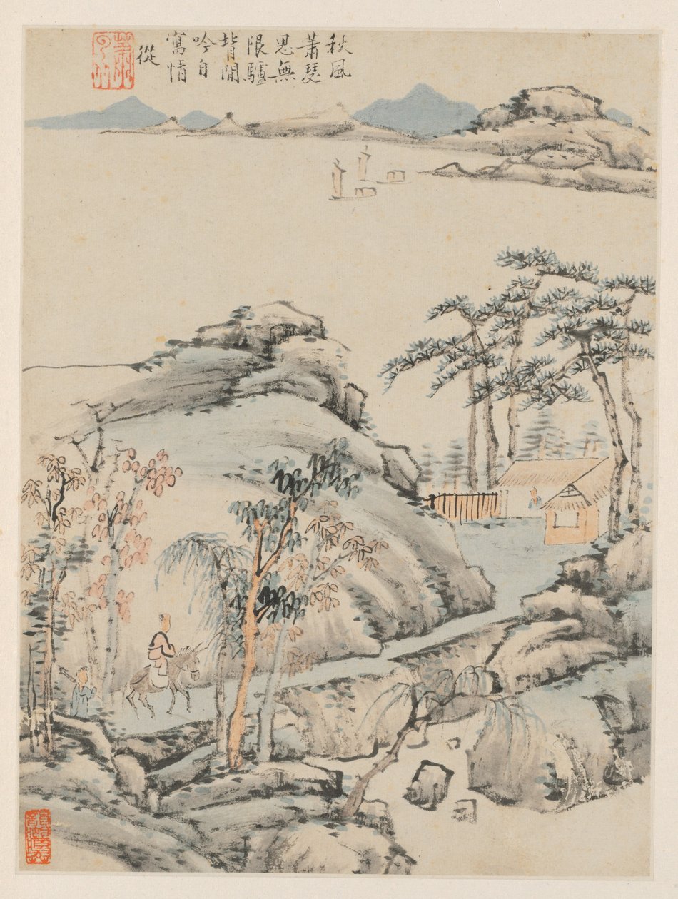 Album de paysages saisonniers, feuille F feuille précédente 5, 1668 - Xiao Yuncong