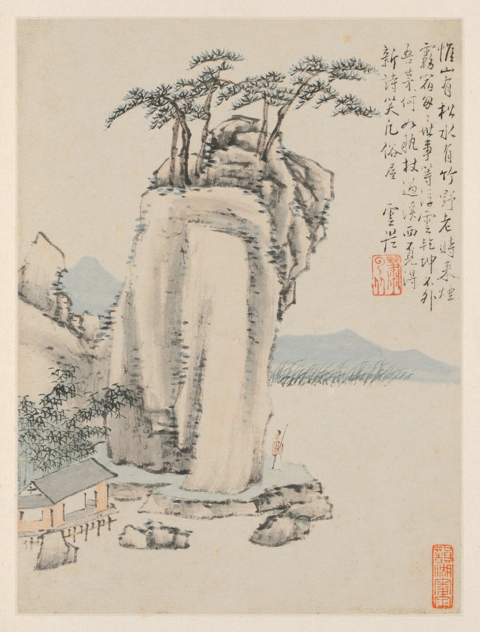 Album de paysages saisonniers, Feuille G feuille précédente 7, 1668 - Xiao Yuncong