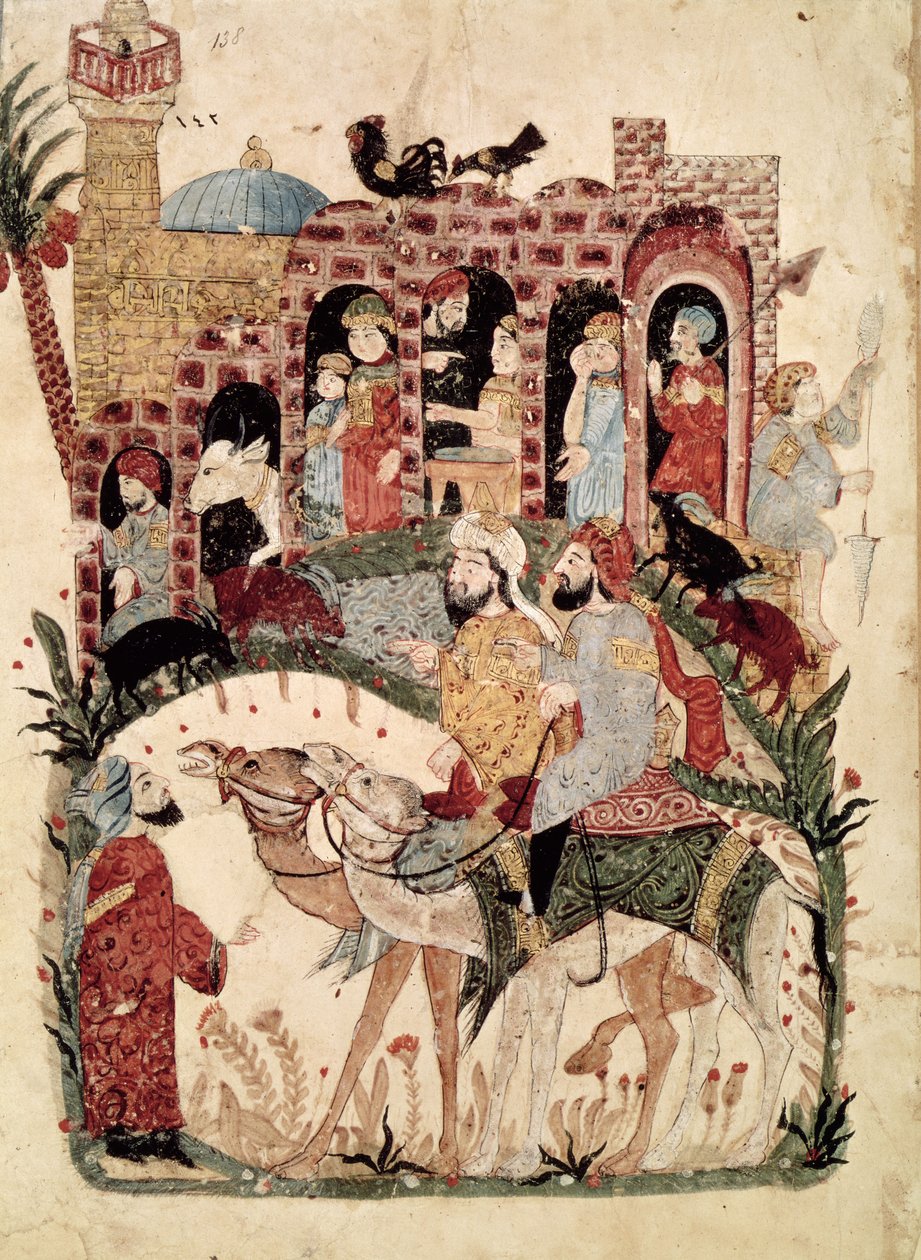 Ms Ar 5847 f.138, Abu Zayd et Al-Harith interrogeant des villageois, de 
