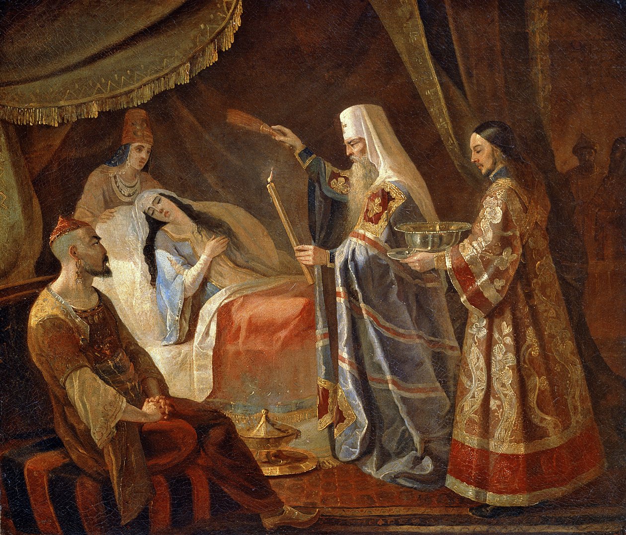 Le Métropolite Alexis guérissant la reine tatare Taidula de la cécité - Yakov Fyodorovich Kapkov