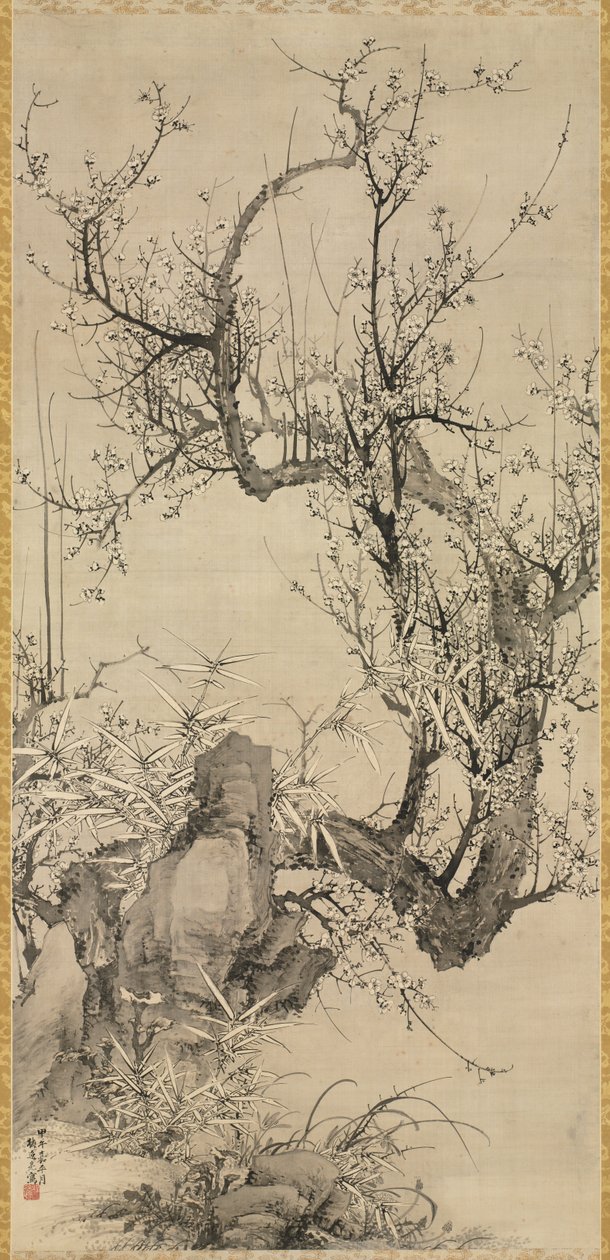 Prunes, bambou et orchidée, 1834 - Yamamoto Baiitsu