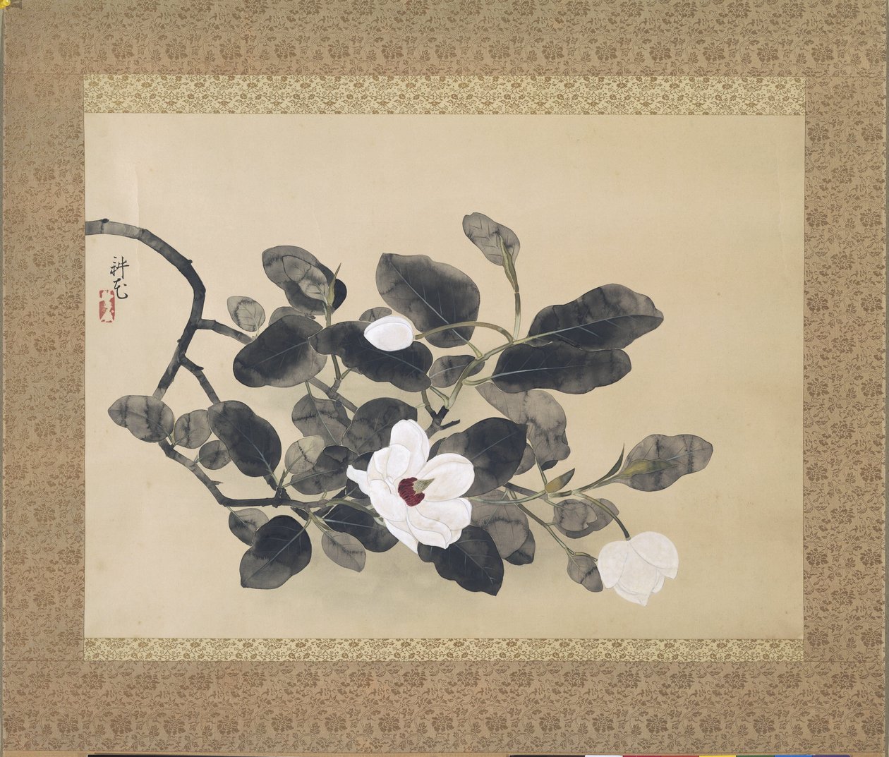 Peinture en rouleau avec branche de magnolia - Yamamura Koka