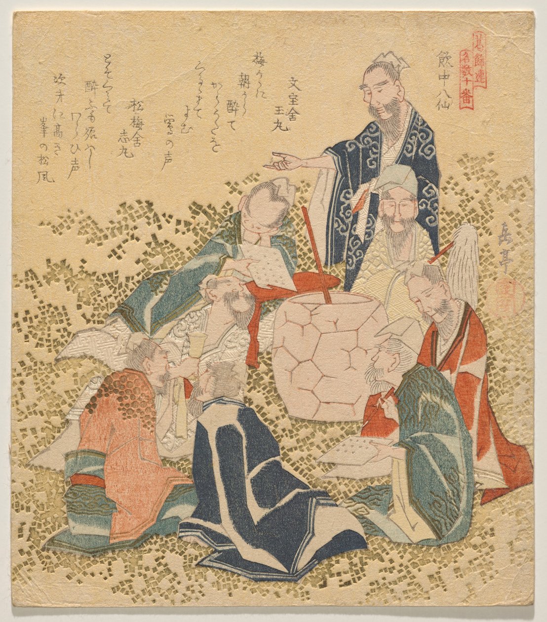 Les huit immortels ivres, de la série Dix numéros célèbres - Yashima Gakutei