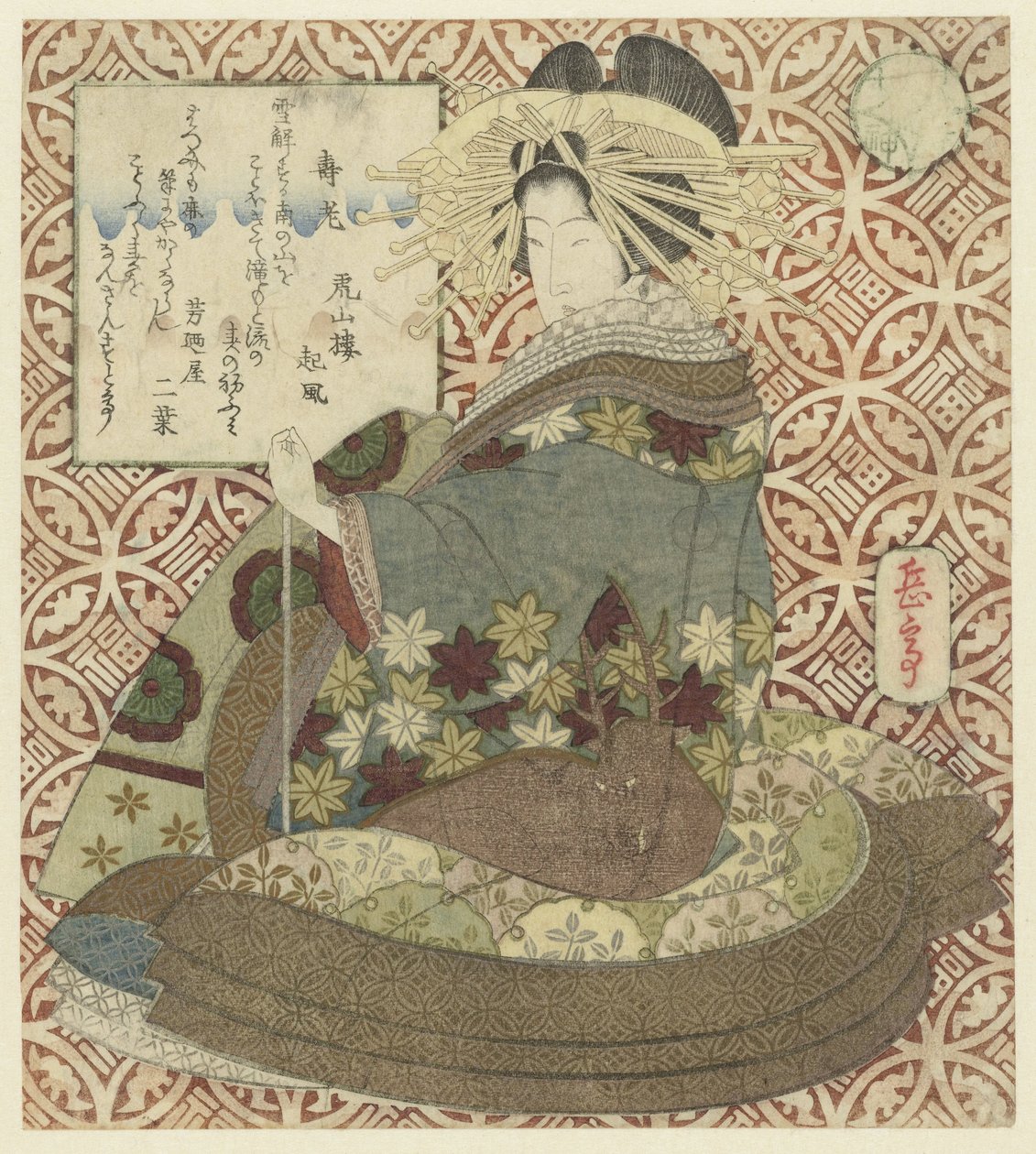 Femme assise avec pipe - Yashima Gakutei