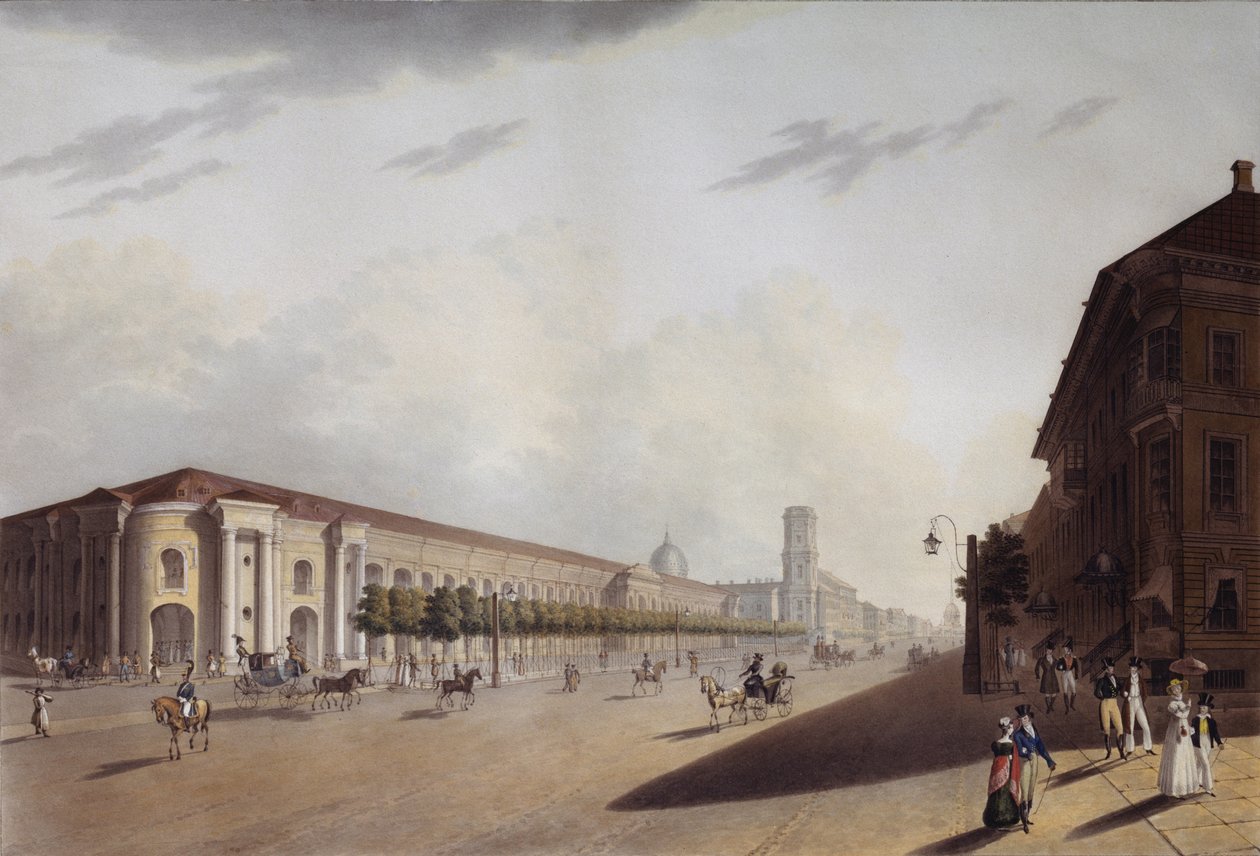 Le Grand Gostiny Dvor Marché des marchands à Saint-Pétersbourg, années 1820 - Yermolai Ivanovich Yesakov