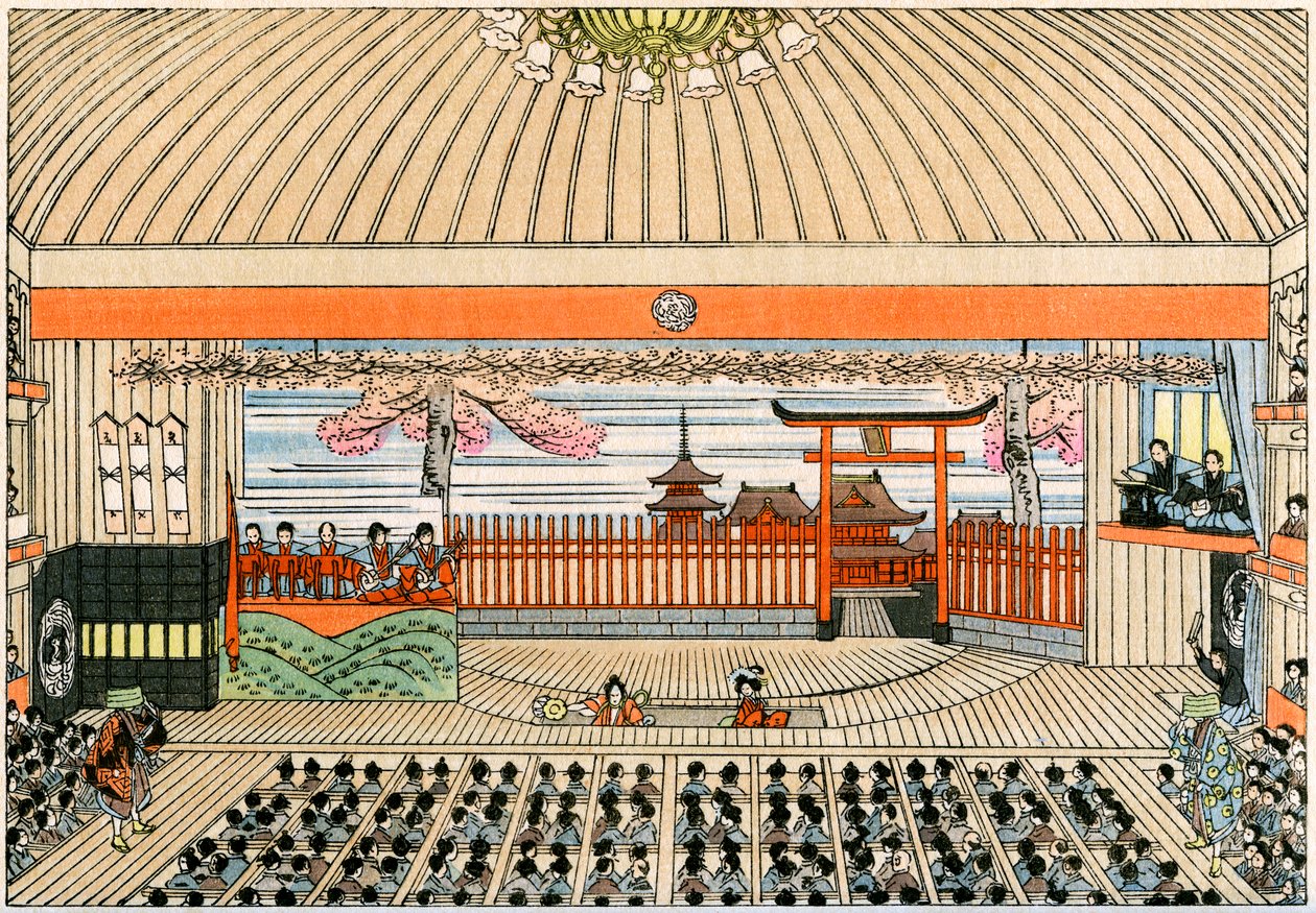 Théâtre traditionnel japonais : la scène du Kaboukiza, le principal théâtre de Tokyo, avec sa plateforme tournante - Yoshimune Arai