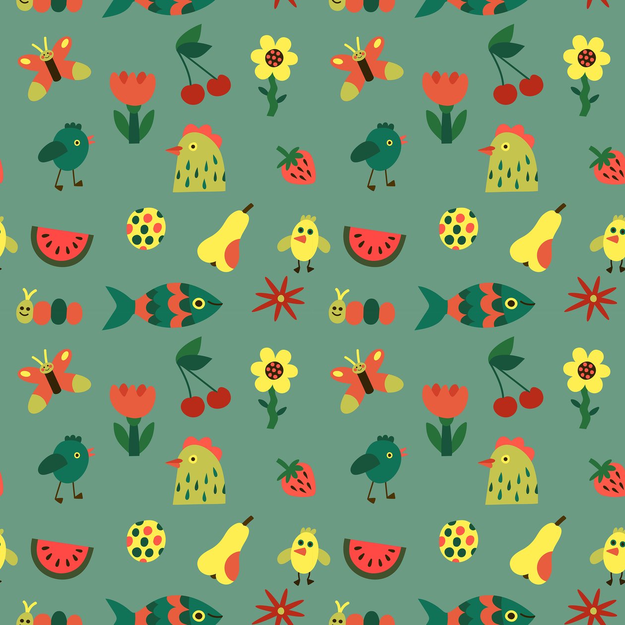 Motif sans couture, 2018 (graphique vectoriel) - Yulia Drobova