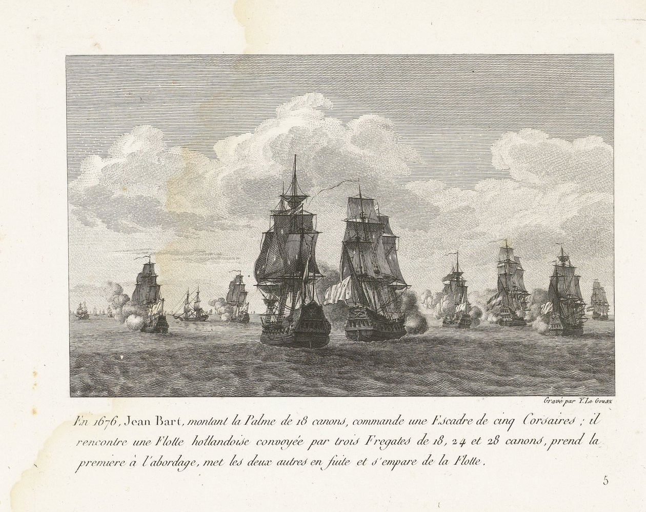 Jean Bart attaque une flotte hollandaise avec son escadre, 1676 - Yves Marie Le Gouaz