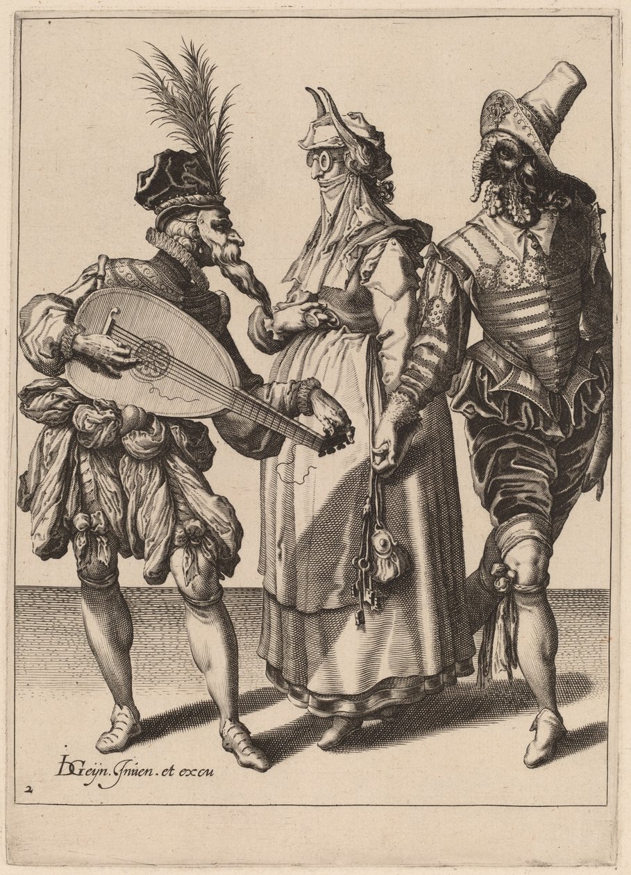 Un couple adressé par un joueur de luth - Zacharias Dolendo after Jacques de Gheyn II