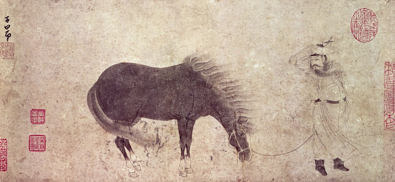 Cheval et palefrenier en hiver - Zhao Mengfu Chao Meng Fu or