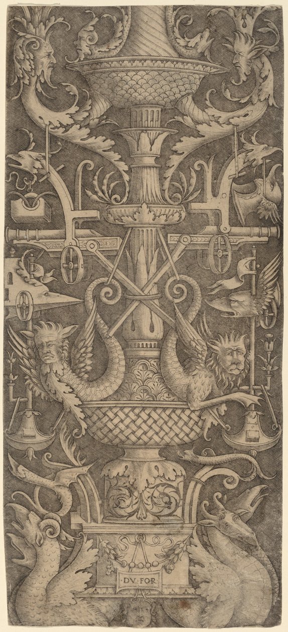 Panneau ornemental avec dragons, masques et instruments de guerre, vers 1505 - Zoan Andrea