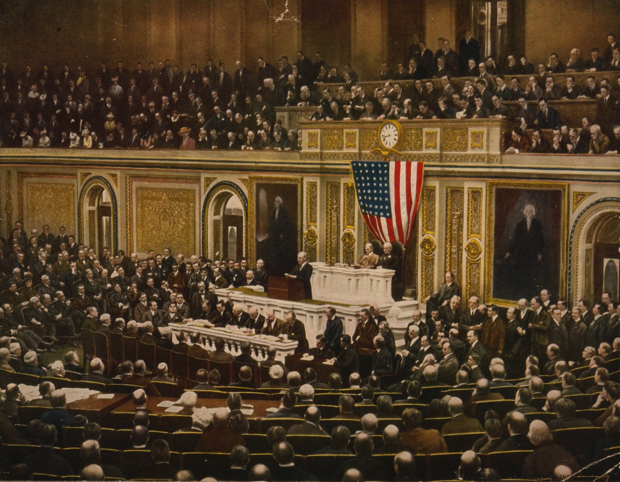 Pour la Liberté du Monde, le Président Woodrow Wilson demandant au Congrès de Déclarer la Guerre à l