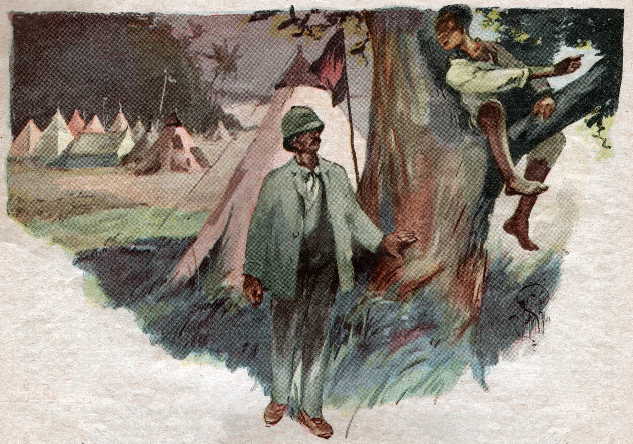Henry Stanley, avec son aide Uledi, dans son camp de Zanzibar, avant de partir à la recherche de David Livingstone - . .