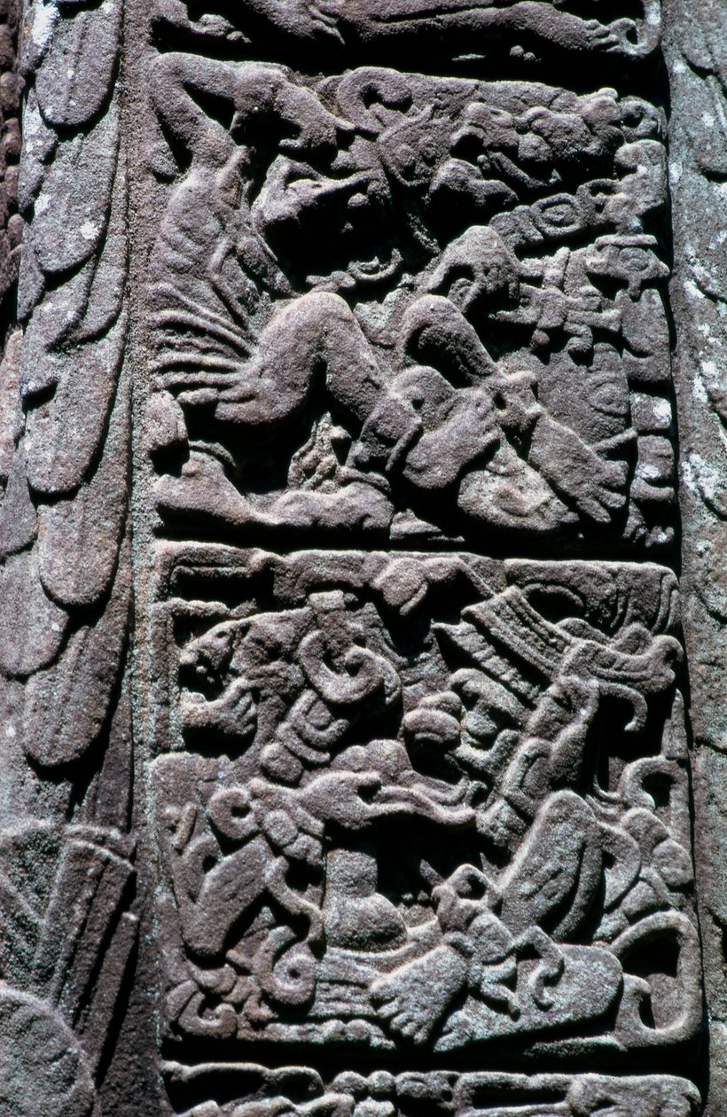 Hiéroglyphes sur la Stèle D à Quirigua, Izabal, Guatemala, période classique tardive, c.600-900 AD - Hippolyte Lalaise Devéria