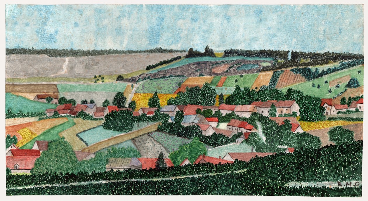 Paysage dans la campagne française, ca 1950 - . .