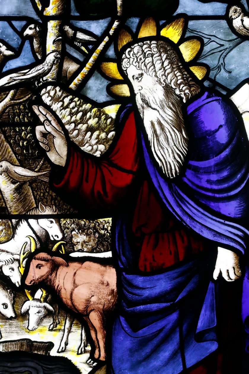 Musée de la cathédrale de Milan. Vitrail. Création des animaux (Dieu le Père). 16ème siècle. Italie. - . .