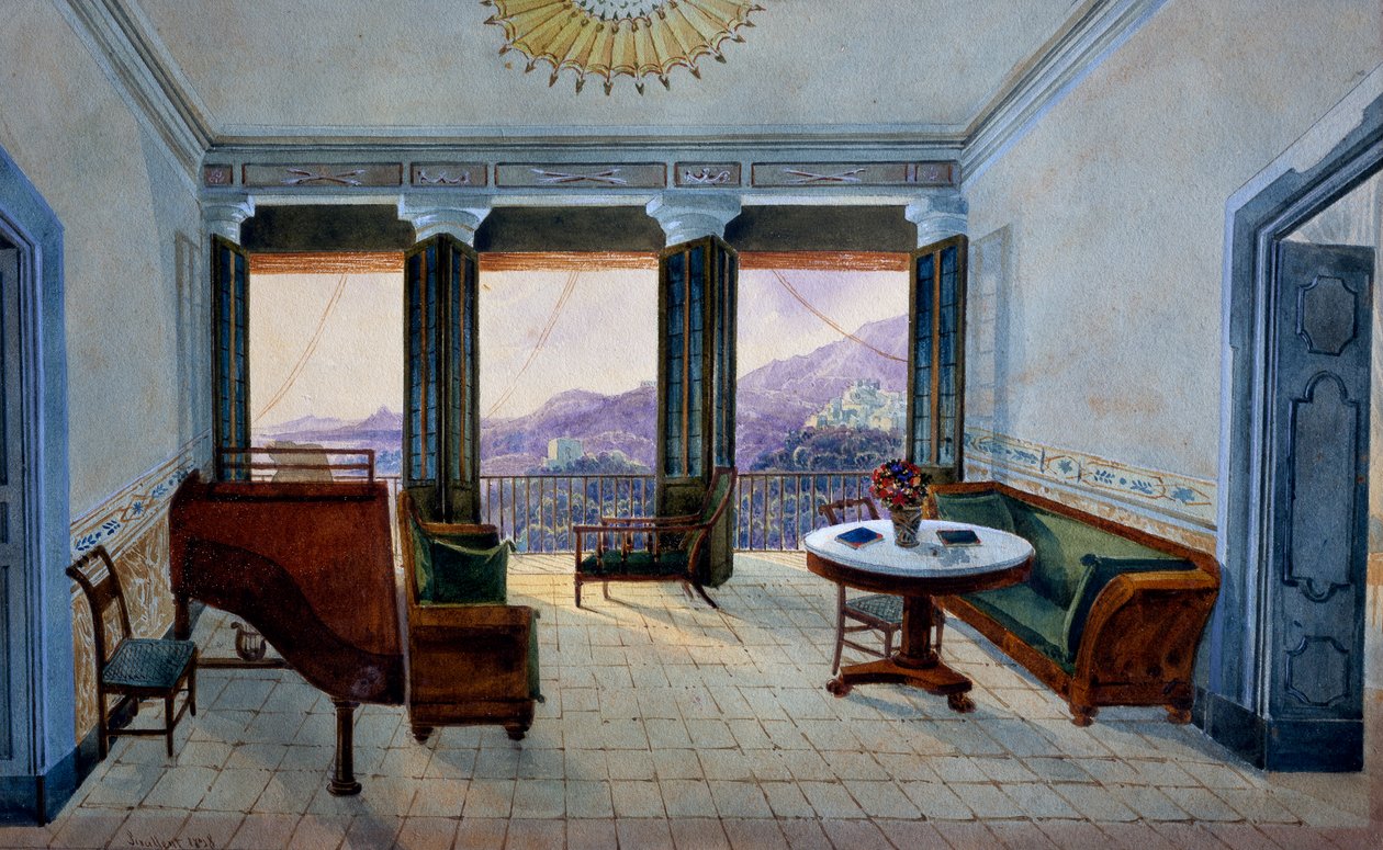 Salle de musique avec vue sur le lac - Georg Carl Heinrich Dollmann
