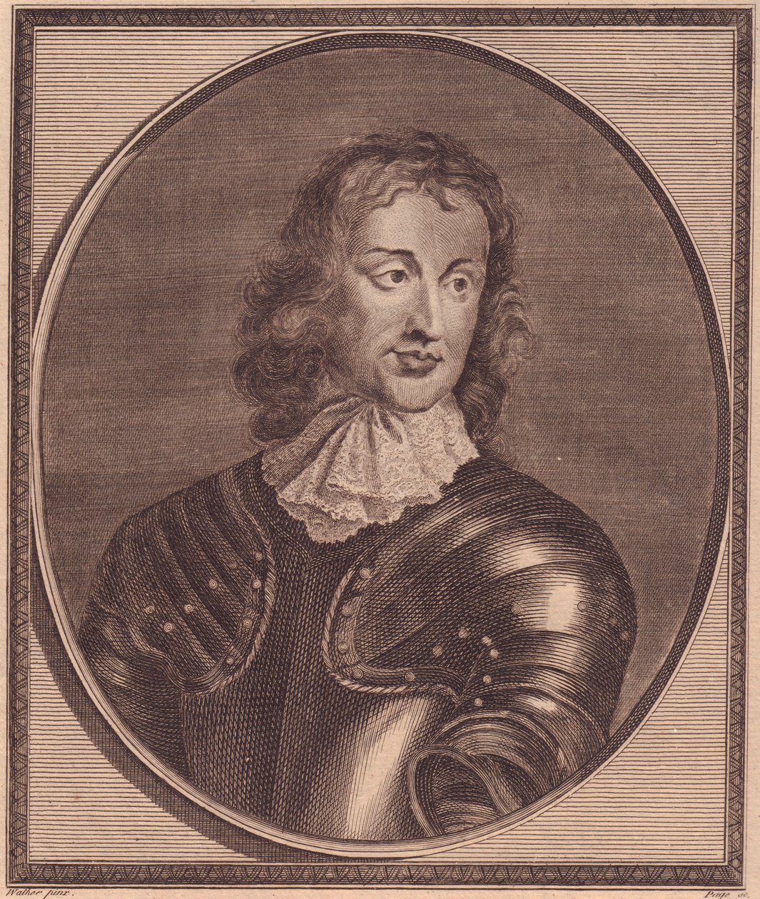 Portrait du général et homme politique britannique John Lambert (1619-1684), gravure sur cuivre par John Goldar (1729-1795) d