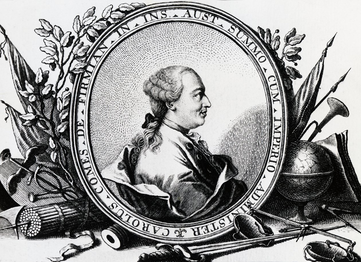 Portrait de Karl Joseph von Firmian (1716-1782), homme politique autrichien, gravure - William Walcutt