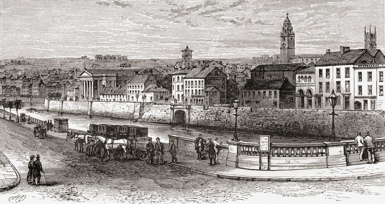 Shandon par la rivière Lee, comté de Cork, Irlande à la fin du XIXe siècle, de Notre propre pays publié en 1898 - Ferdinand Georg Waldmuller