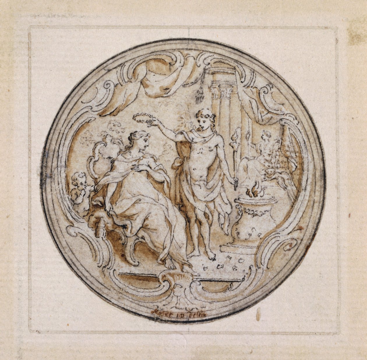 Étude de conception ornementale pour boîtier de montre, par Moser, Angleterre - William Walcutt