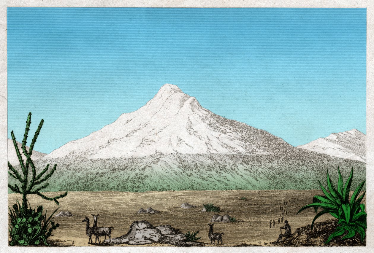 Le volcan Chimborazo depuis le plateau de Tapia, Équateur. vers 1840 - . .