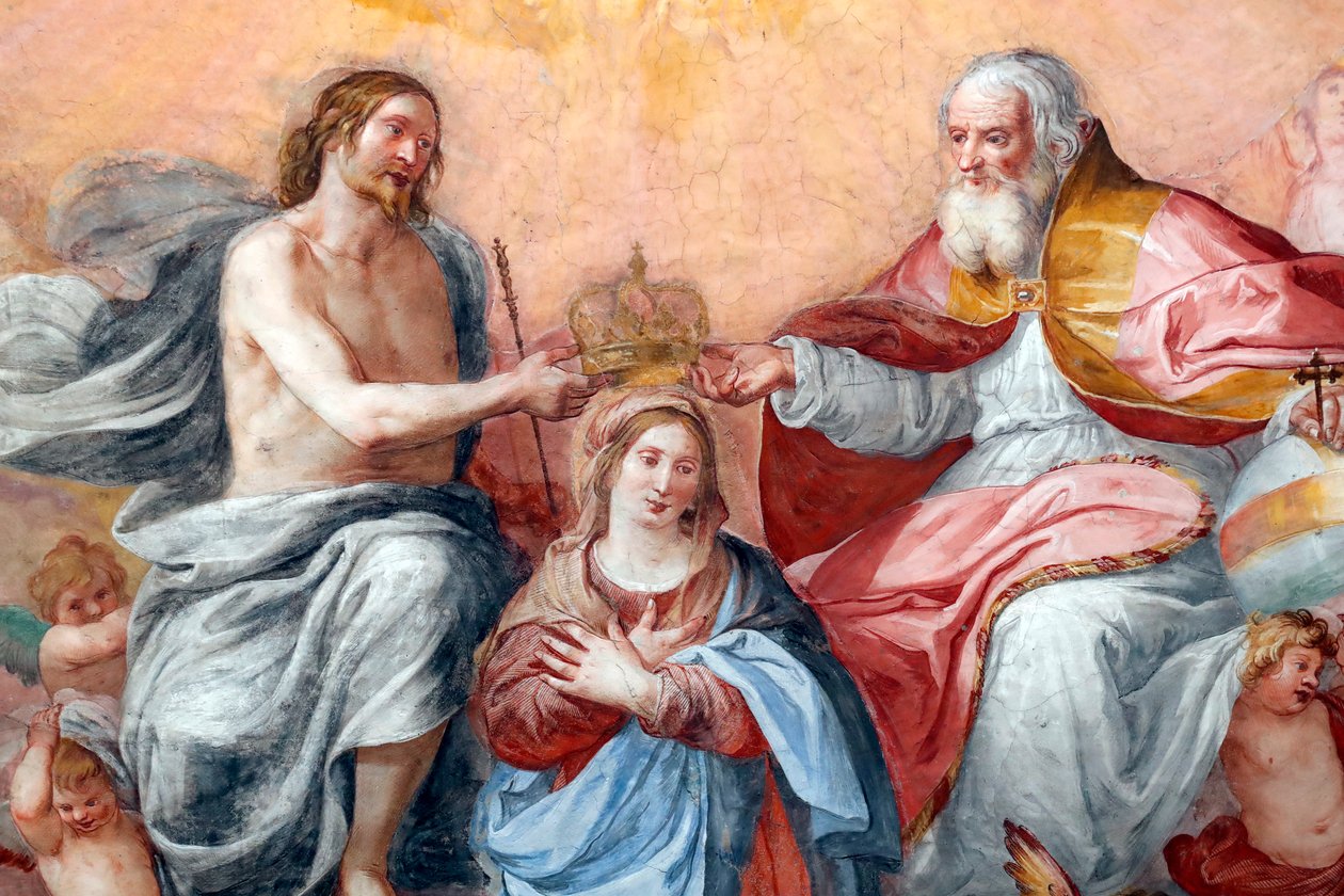 Couronnement de la Vierge. Fresque. Basilique della Santissima Annunziata del Vastato. Gênes. Italie. - . .