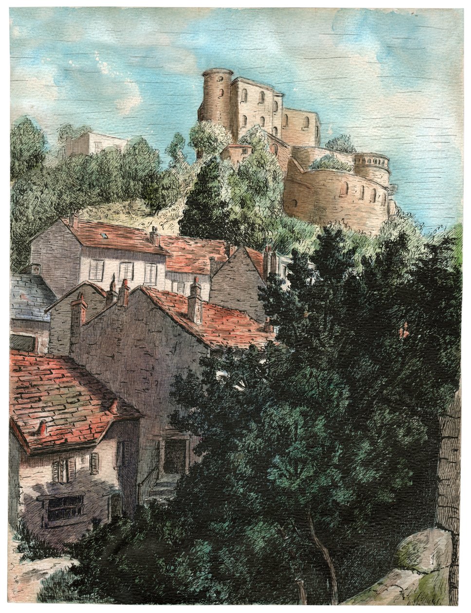 Village avec un château - . .