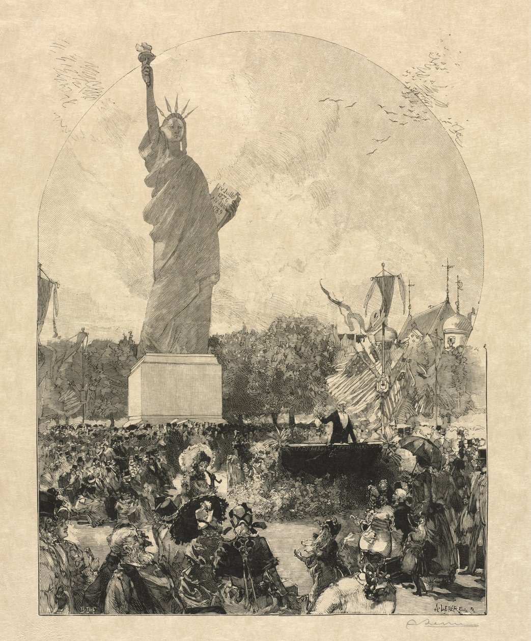 La Liberté éclairant le monde, offerte à la ville de Paris par les Américains - after Auguste Louis Lepère