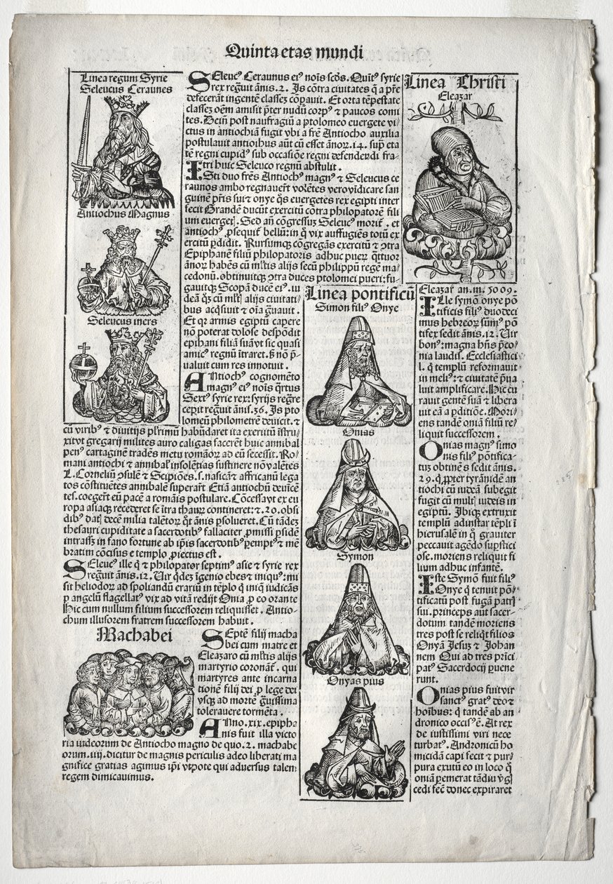 Page généalogique ; publiée dans la Chronique de Nuremberg par Hartmann Schedel - after Augustin Pajou