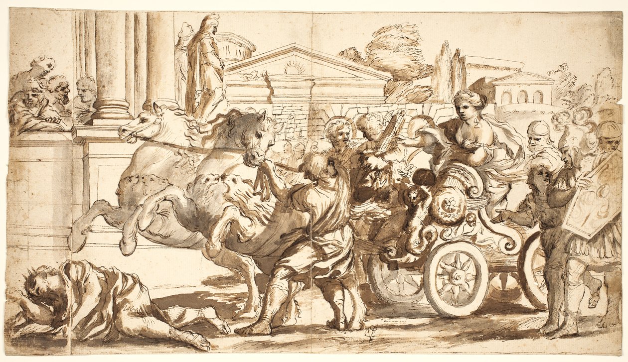 Tullia conduisant son char sur le corps de son père - after Ciro Ferri