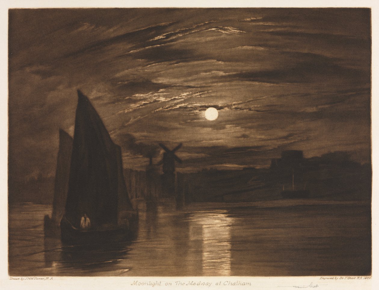 Clair de lune sur la Medway à Chatham - after Frank Short