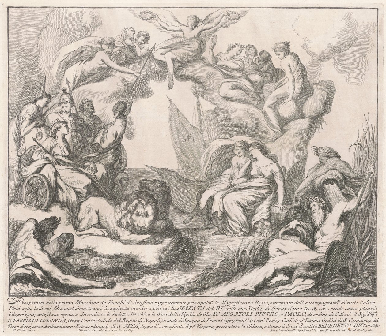 La Prima Macchina pour la Chinea de 1741 : Allégorie de la magnificence royale - after François Hutin Miguel de Sorellò