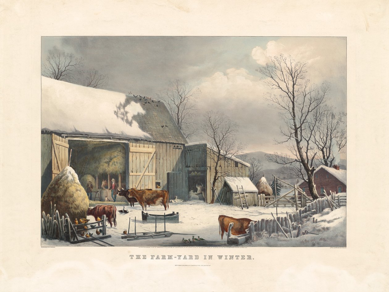 La cour de ferme en hiver - after George Henry Durrie