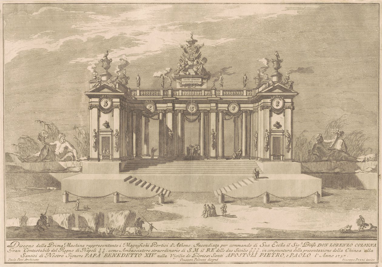 La Prima Macchina pour la Chinea de 1757 : La colonnade du Lycée athénien - after Giuseppe Palazzi Giuseppe Pozzi after Paolo Posi