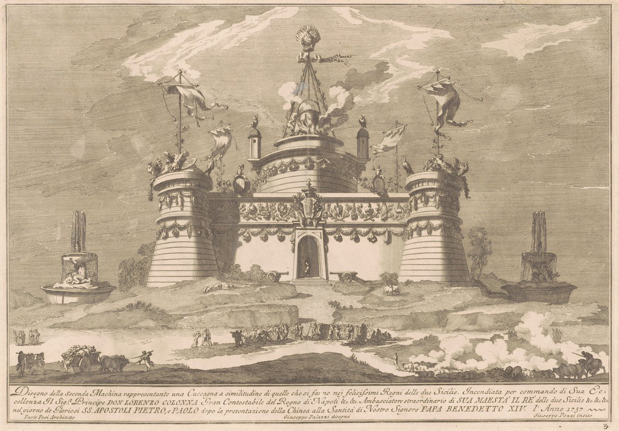 La Seconde Machine pour la Chinea de 1757 : La Forteresse de Cocagne - after Giuseppe Palazzi Giuseppe Pozzi after Paolo Posi