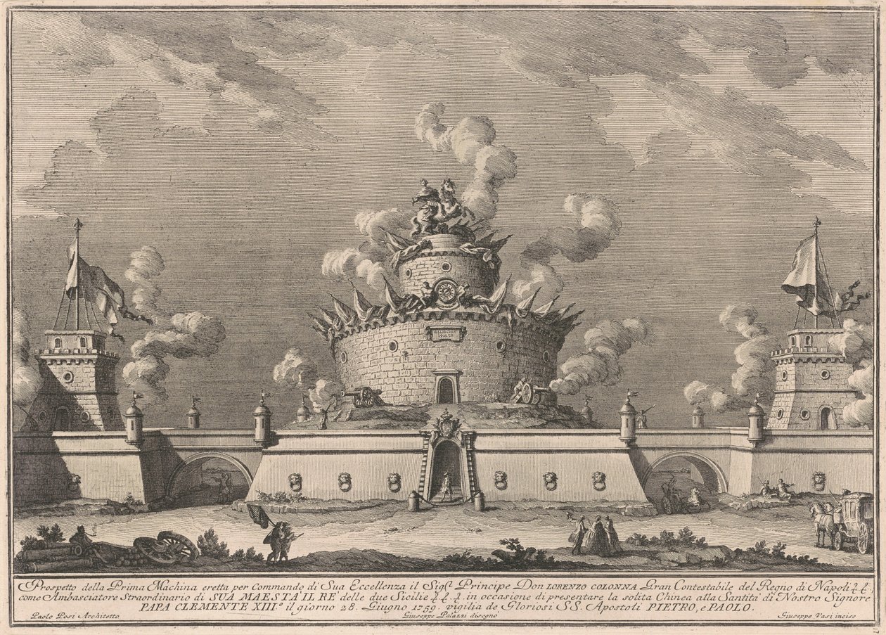 La Prima Macchina pour la Chinea de 1759 : Une forteresse - after Giuseppe Palazzi Giuseppe Vasi after Paolo Posi