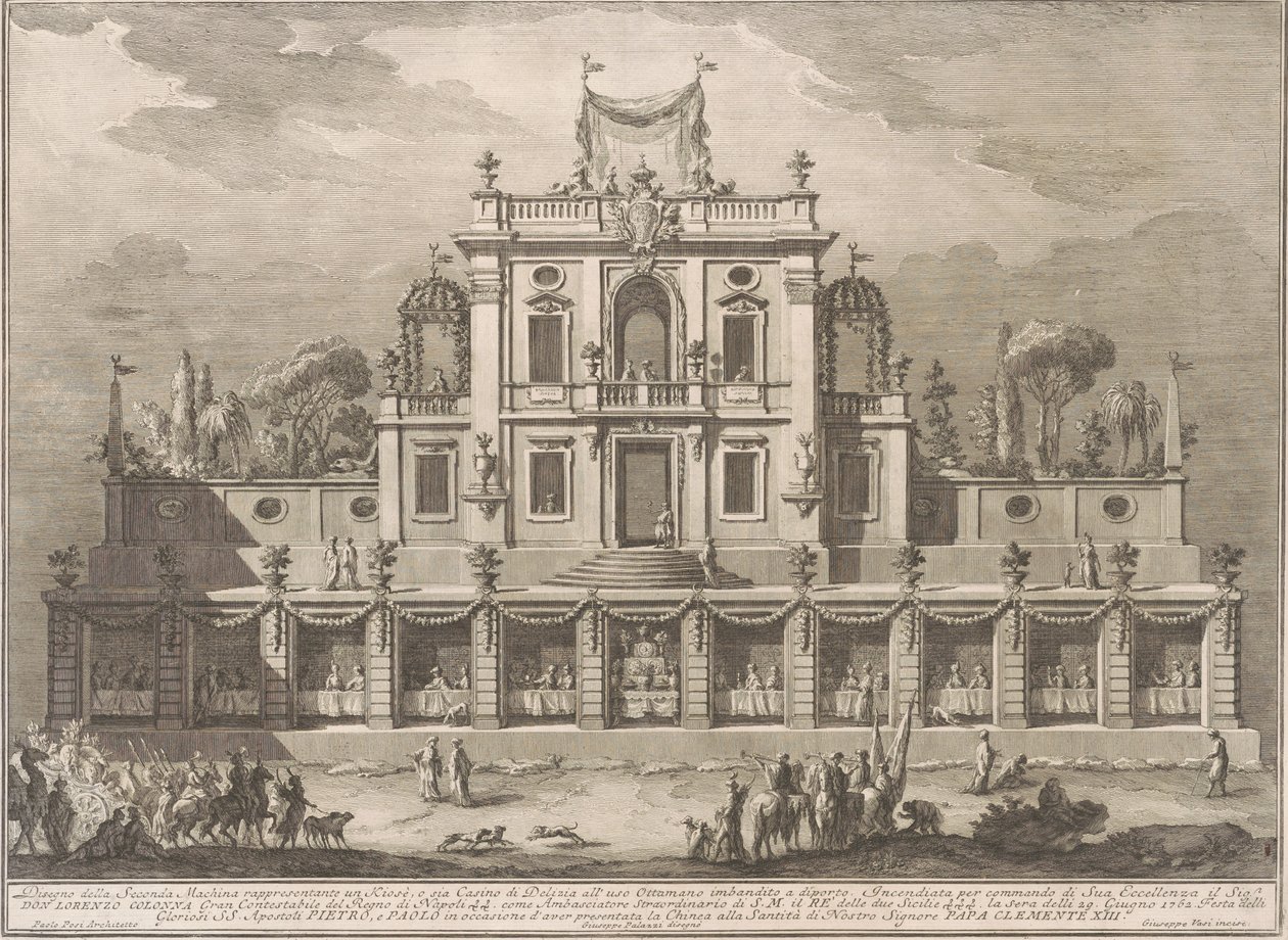 La Seconda Macchina pour la Chinea de 1762 : Un kiosque ou maison de plaisance de style ottoman - after Giuseppe Palazzi Giuseppe Vasi after Paolo Posi