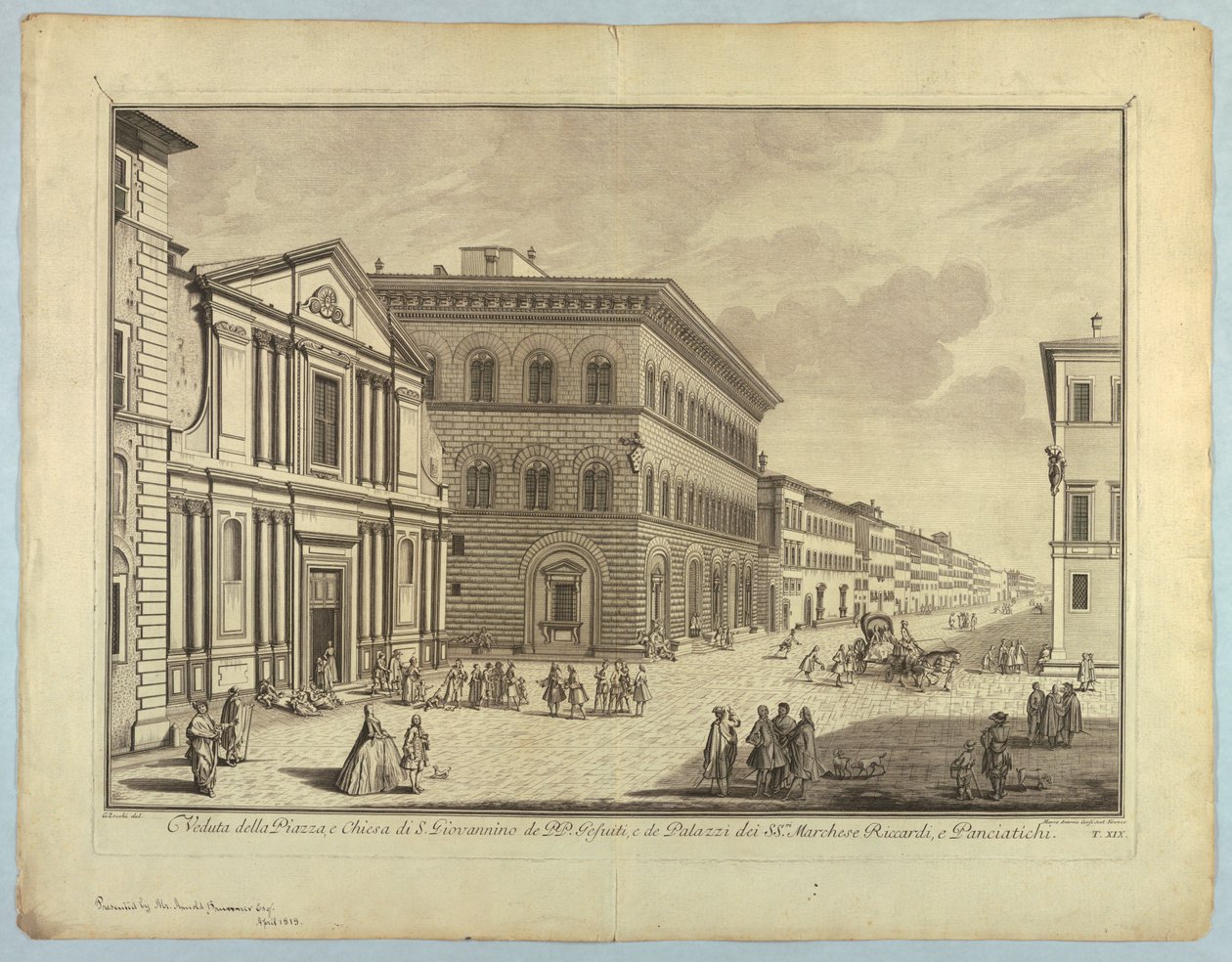 Vue de Florence, planche de "Scelta di XXIV Vedute delle principali contrade, piazze, chiese, e palazzi della Città di Firenze" - after Giuseppe Zocchi