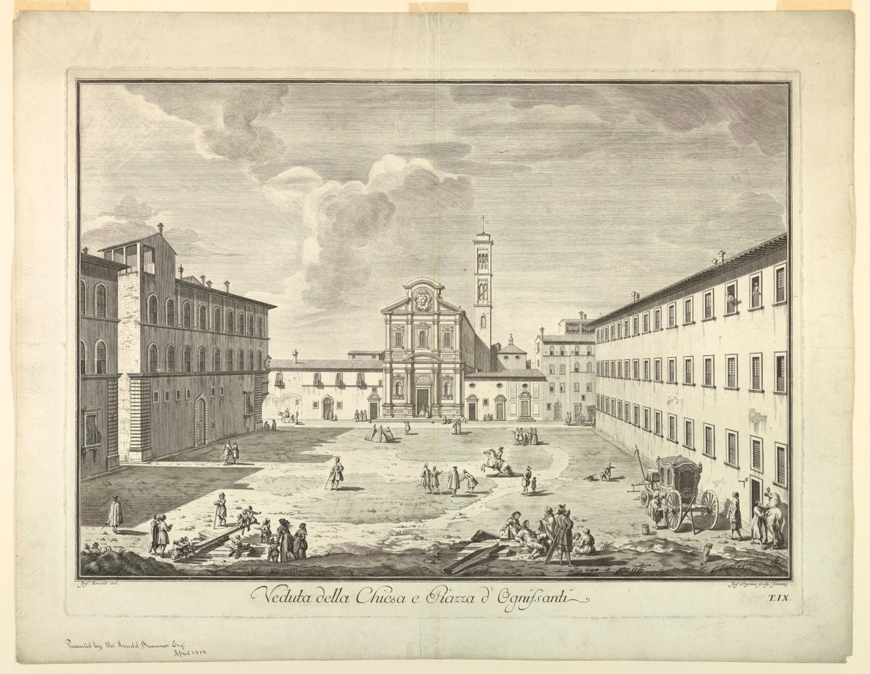 Vue de Florence, Planche de "Scelta di XXIV Vedute delle principali contrade, piazze, chiese, e palazzi della Città di Firenze" - after Giuseppe Zocchi