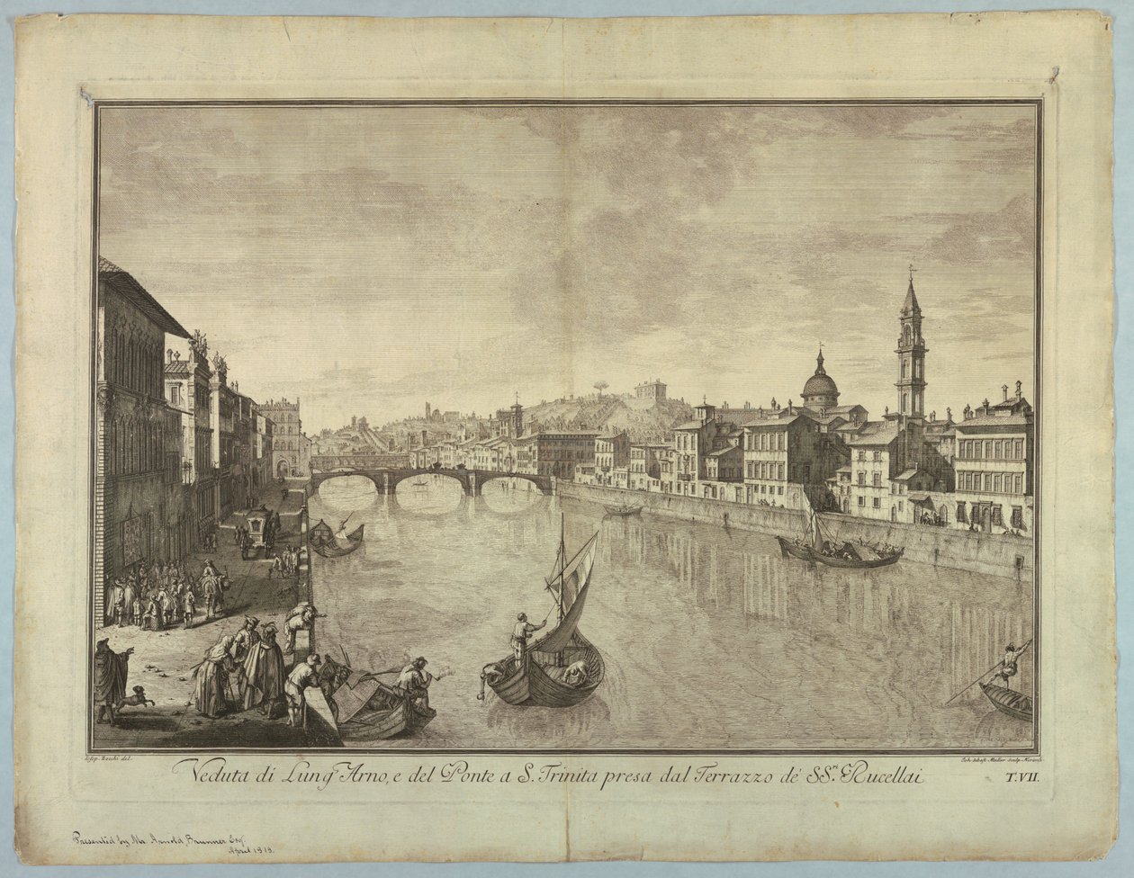 Vue de Florence, planche de "Scelta di XXIV Vedute delle principali contrade, piazze, chiese, e palazzi della Città di Firenze" - after Giuseppe Zocchi