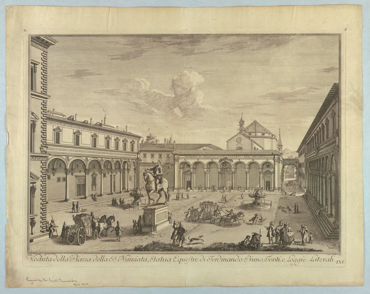 Vue de Florence, planche de "Scelta di XXIV Vedute delle principali contrade, piazze, chiese, e palazzi della Città di Firenze" - after Giuseppe Zocchi
