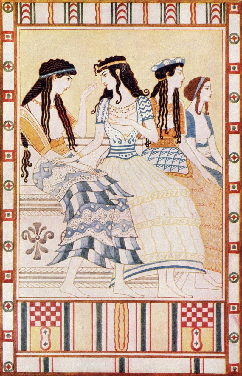 Dames de la cour minoenne, illustration de 