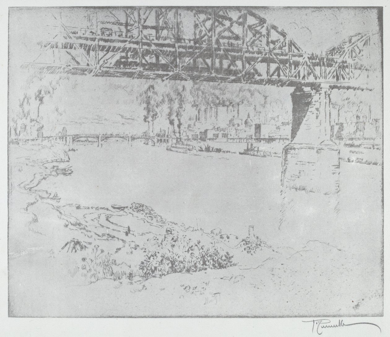 Le pont de la ville, St. Louis - after Joseph Pennell