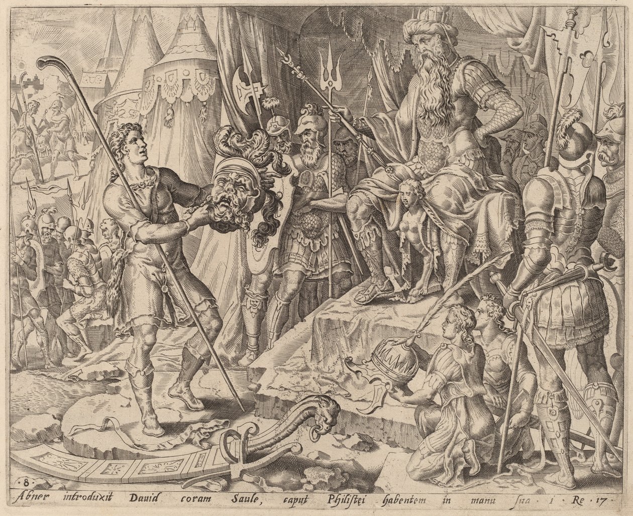 David avec la tête de Goliath devant Saül - after Maerten van Heemskerck