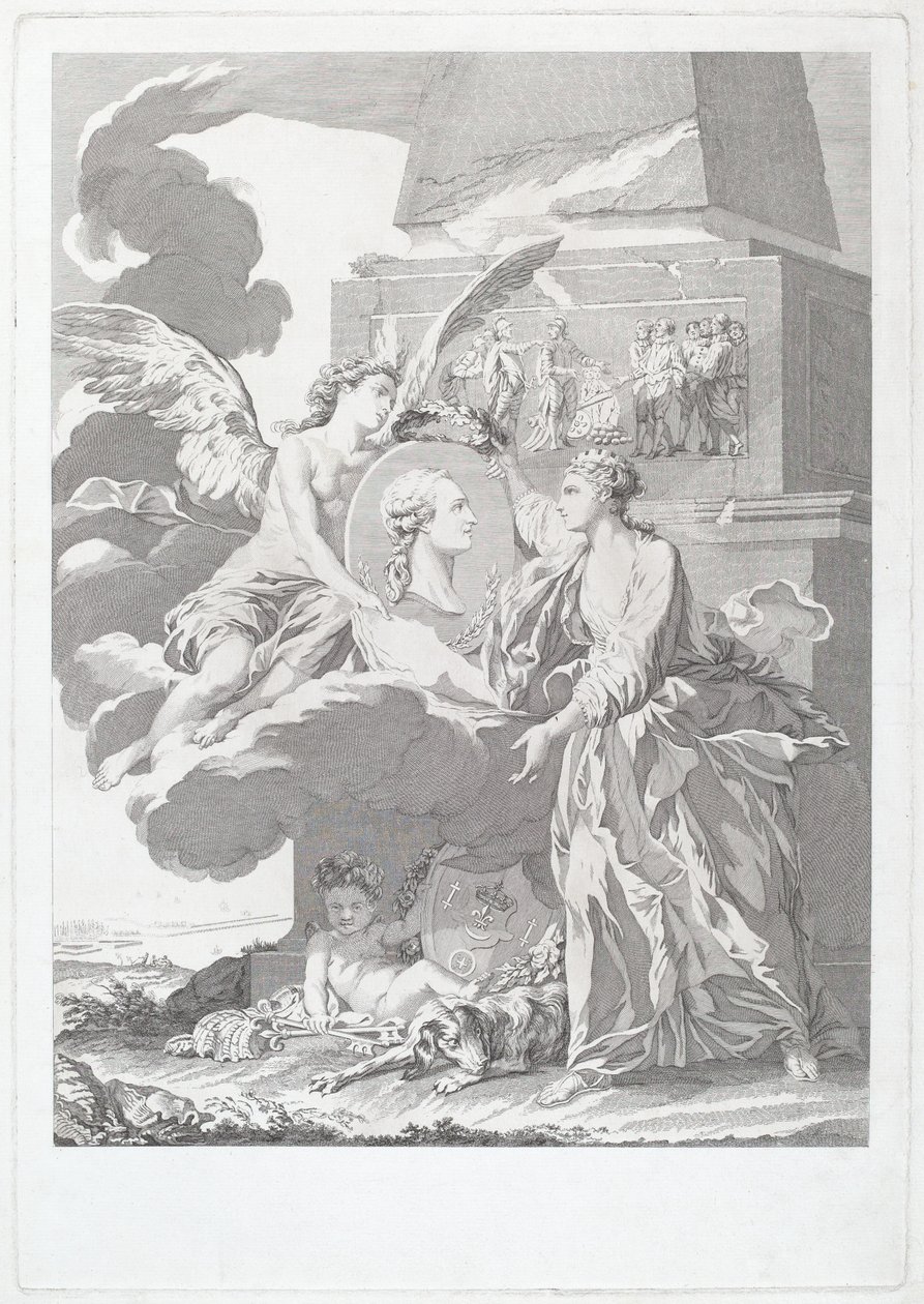 Portrait allégorique de Pierre Buirette de Belloy - after Nicolas René Jollain Louis Simon Lempereur